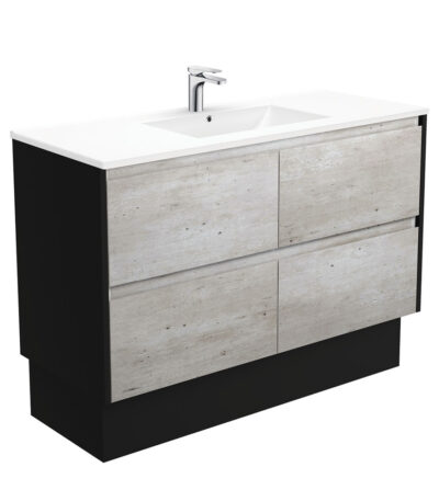 Dolce Amato 1200 Industrial Vanity On Kick, Satin Black Panels