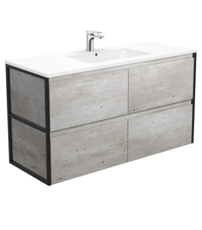 Dolce Amato 1200 Industrial Wall-Hung Vanity, Matte Black Frames
