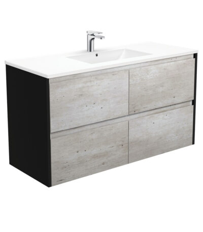 Dolce Amato 1200 Industrial Wall-Hung Vanity, Satin Black Panels