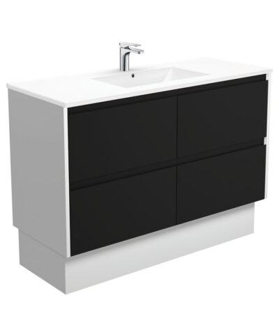 Dolce Amato 1200 Satin Black Vanity On Kick, Satin White Panels