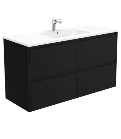 Dolce Amato 1200 Satin Black Wall-Hung Vanity