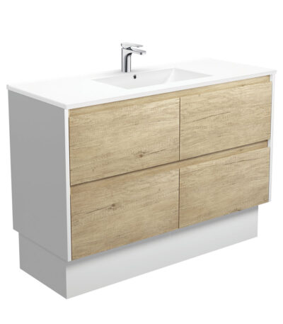Dolce Amato 1200 Scandi Oak Vanity On Kick, Satin White Panels