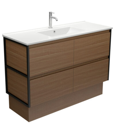 Dolce Amato 1200 Walnut Vanity On Kick, Matte Black Frames