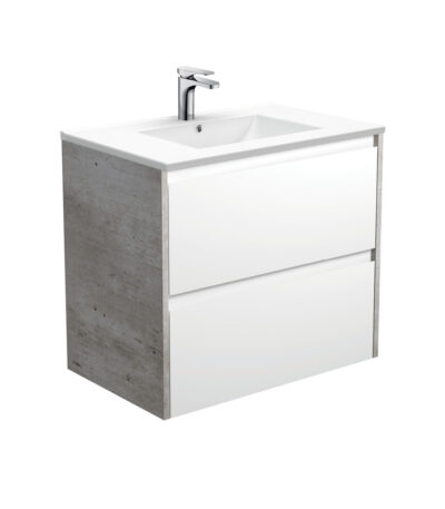 Dolce Amato 750 Satin White Wall-Hung Vanity, Industrial Panels