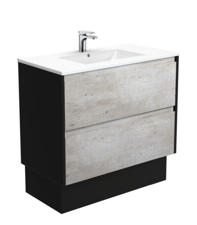 Dolce Amato 900 Industrial Vanity On Kick, Satin Black Panels