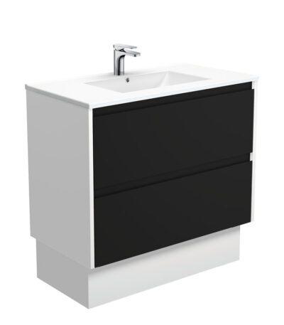 Dolce Amato 900 Satin Black Vanity On Kick, Satin White Panels