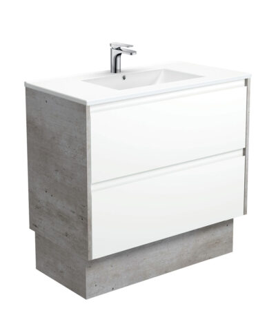 Dolce Amato 900 Satin White Vanity On Kick, Industrial Panels