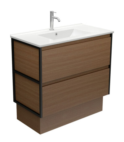 Dolce Amato 900 Walnut Vanity On Kick, Matte Black Frames