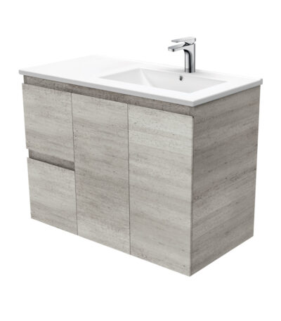 Dolce Edge Industrial 900 Offset Wall-Hung Vanity, Right Basin