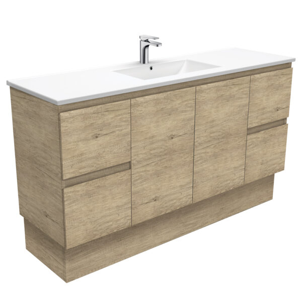Dolce Edge Scandi Oak 1500 Single Bowl Vanity On Kickboard