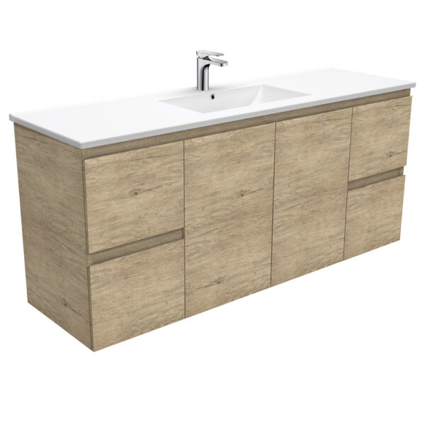 Dolce Edge Scandi Oak 1500 Single Bowl Wall-Hung Vanity