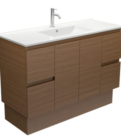 Dolce Edge Walnut 1200 Vanity on Kickboard