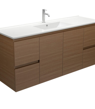 Dolce Edge Walnut 1500 Single Bowl Wall-Hung Vanity