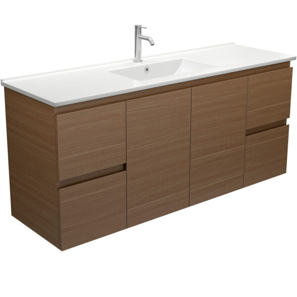 Dolce Edge Walnut 1500 Single Bowl Wall-Hung Vanity