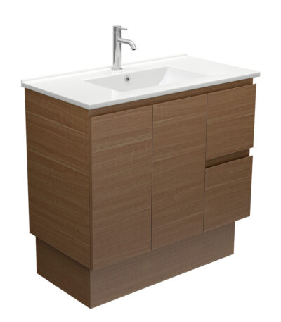 Dolce Edge Walnut 900 Vanity on Kickboard