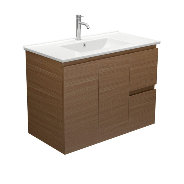 Dolce Edge Walnut 900 Wall Hung Vanity