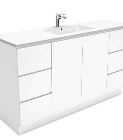 Dolce Fingerpull Gloss White 1500 Single Bowl Vanity On Kickboard