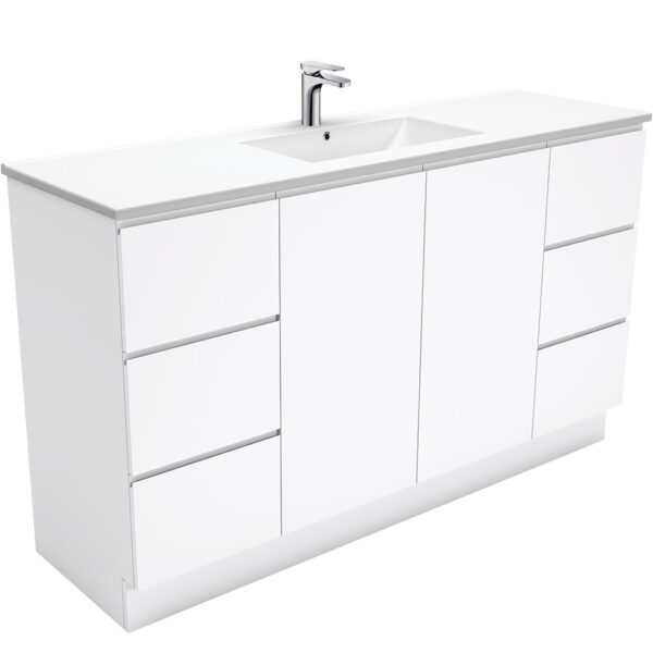 Dolce Fingerpull Gloss White 1500 Single Bowl Vanity On Kickboard