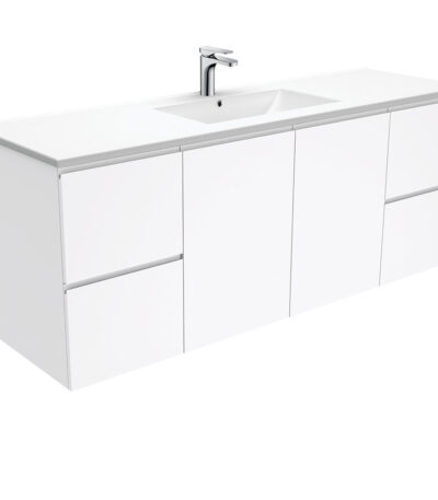 Dolce Fingerpull Gloss White 1500 Single Bowl Wall-Hung Vanity