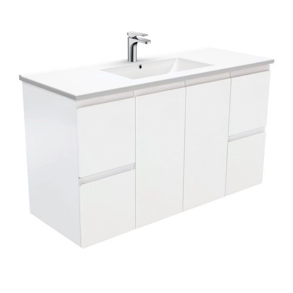 Dolce Fingerpull Satin White 1200 Wall-Hung Vanity