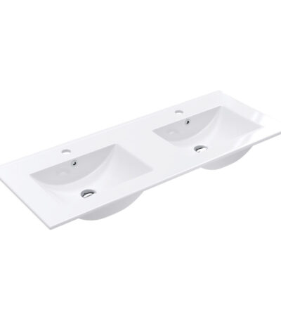 Dolce Full Depth Double Bowl Ceramic Basin Top 1200