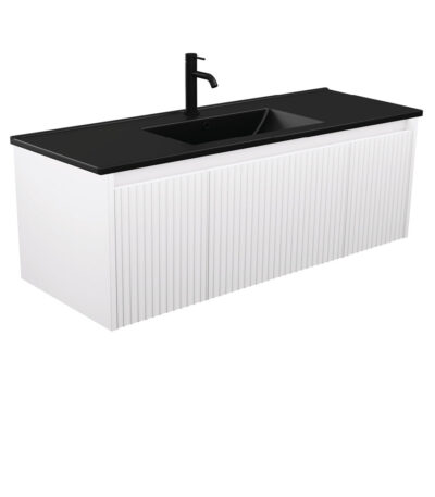 Dolce Matte Black Alina Satin White 1200 Wall-Hung Vanity