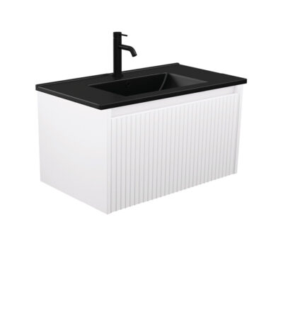 Dolce Matte Black Alina Satin White 750 Wall-Hung Vanity