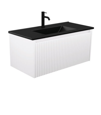 Dolce Matte Black Alina Satin White 900 Wall-Hung Vanity