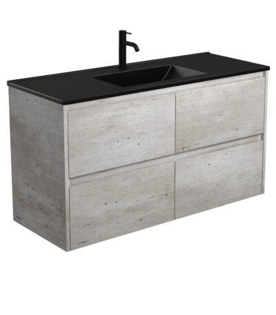 Dolce Matte Black Amato 1200 Industrial Wall-Hung Vanity