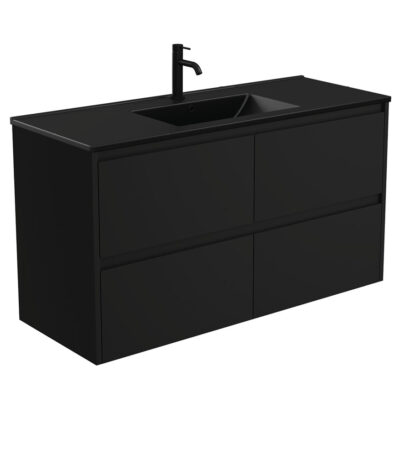 Dolce Matte Black Amato 1200 Satin Black Wall-Hung Vanity