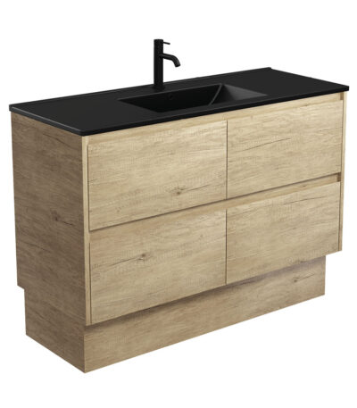 Dolce Matte Black Amato 1200 Scandi Oak Vanity On Kick