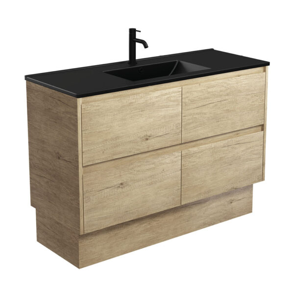 Dolce Matte Black Amato 1200 Scandi Oak Vanity On Kick