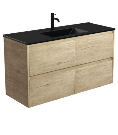 Dolce Matte Black Amato 1200 Scandi Oak Wall-Hung Vanity