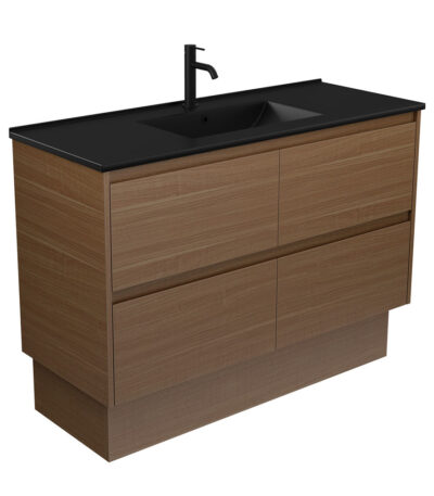 Dolce Matte Black Amato 1200 Walnut Vanity On Kick