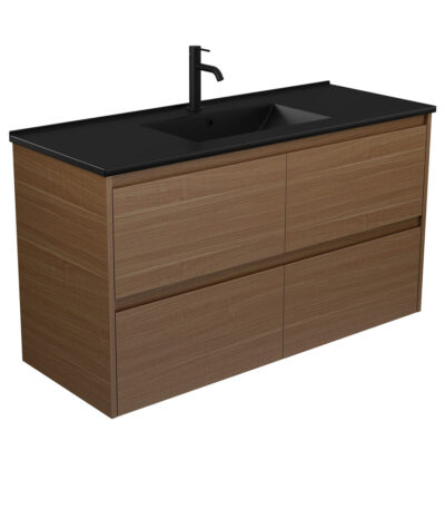 Dolce Matte Black Amato 1200 Walnut Wall Hung Vanity