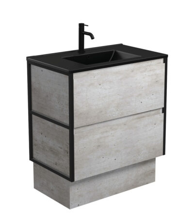 Dolce Matte Black Amato 750 Industrial Vanity On Kick, Matte Black Frames
