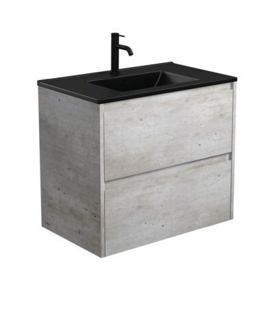 Dolce Matte Black Amato 750 Industrial Wall-Hung Vanity