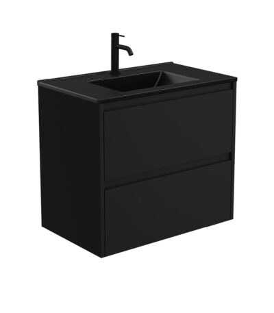 Dolce Matte Black Amato 750 Satin Black Wall-Hung Vanity