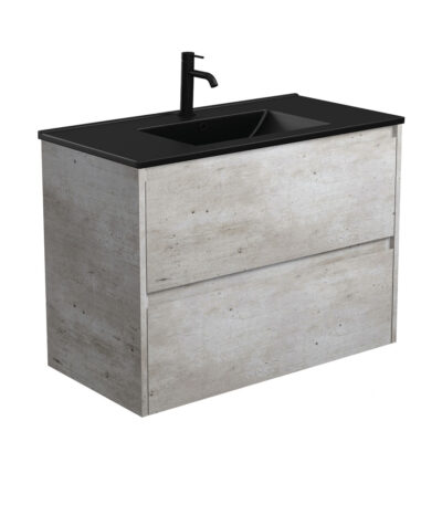 Dolce Matte Black Amato 900 Industrial Wall-Hung Vanity