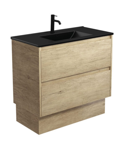 Dolce Matte Black Amato 900 Scandi Oak Vanity On Kick