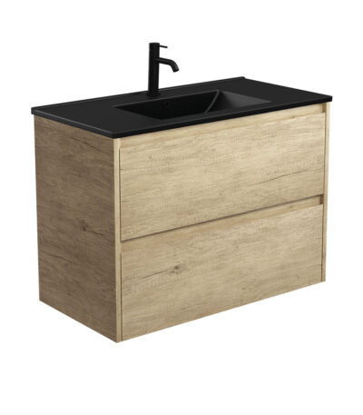 Dolce Matte Black Amato 900 Scandi Oak Wall-Hung Vanity