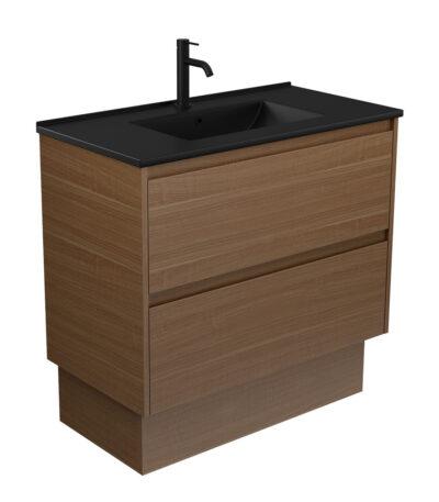 Dolce Matte Black Amato 900 Walnut Vanity On Kick