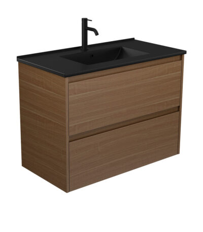 Dolce Matte Black Amato 900 Walnut Wall-Hung Vanity