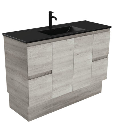 Dolce Matte Black Edge Industrial 1200 Vanity On Kickboard