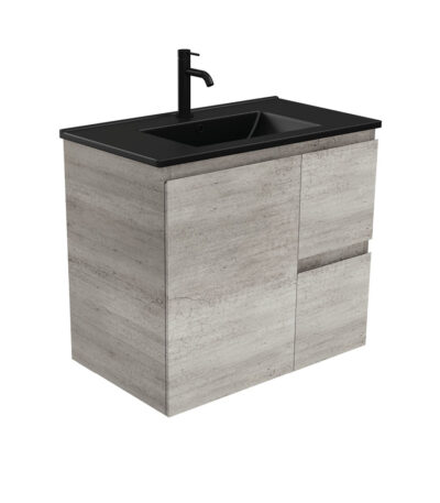 Dolce Matte Black Edge Industrial 750 Wall-Hung Vanity