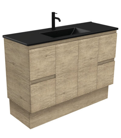 Dolce Matte Black Edge Scandi Oak 1200 Vanity On Kickboard