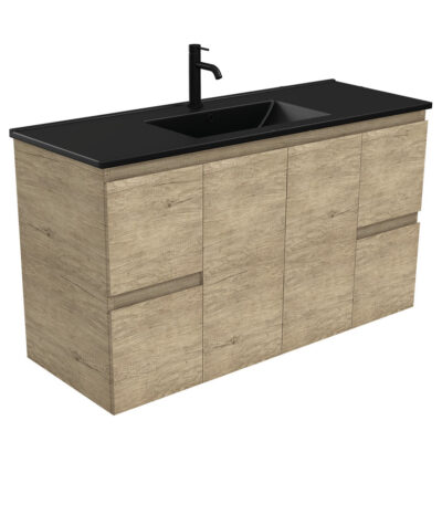 Dolce Matte Black Edge Scandi Oak 1200 Wall-Hung Vanity