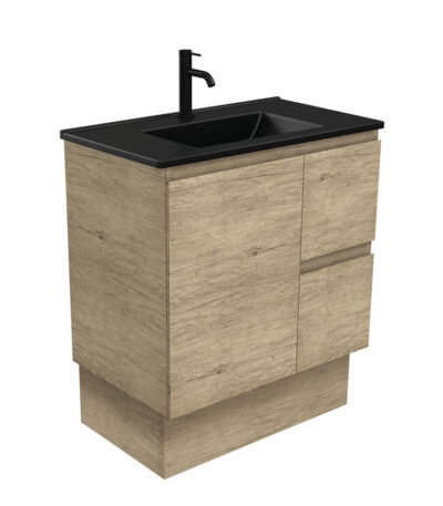Dolce Matte Black Edge Scandi Oak 750 Vanity On Kickboard