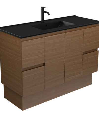 DOLCE Matte Black Edge Walnut 1200 Vanity on Kick