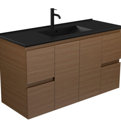 DOLCE Matte Black Edge Walnut 1200 Wall Hung Vanity
